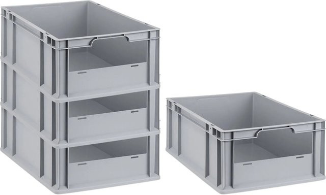 PROREGAL SuperSparSet 4x Eurobox NextGen Insight Eurobehälter mit offener Front in Grau, H x B x T: 22 x 40 x 60 cm, 44 Liter - Bild 1