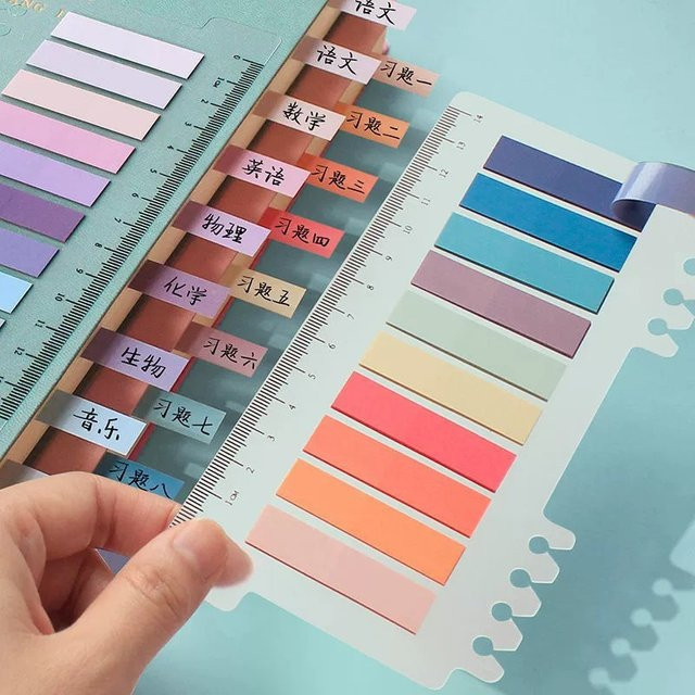 BUNKI Haftnotizen 6er-Serie in Multicolour als selbstklebende Memo-Aufkleber und Lesezeichen für Büro und Schule - Bild 1