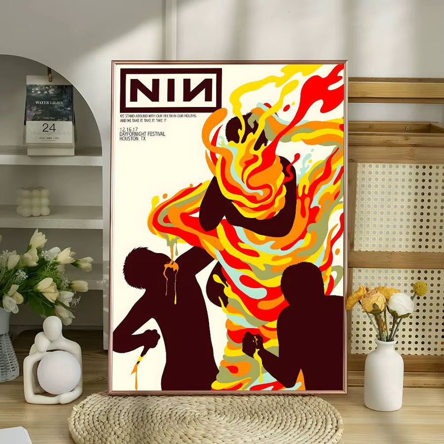 Wasserfester Wandaufkleber N-Nine I-Inch Nails Poster im Retro-Stil, abstrakter Wandkunstdruck für Wohnzimmer und Schlafzimmer, Mehrfarbig - Bild 6