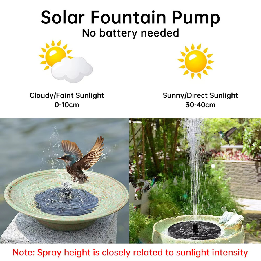 Solar-Wasserpumpe für Springbrunnen mit 4 Düsen und 150 l/h Förderleistung für Garten und Vogelbad - Bild 3