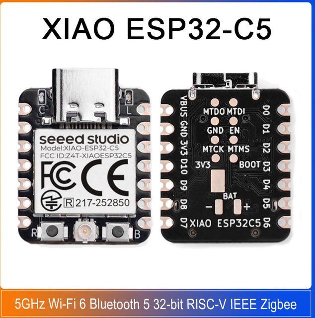 Seeed Studio XIAO ESP32-C5 Mini-Entwicklungsboard mit WiFi 6, Bluetooth, Zigbee und 8MB RAM in Schwarz - Bild 1