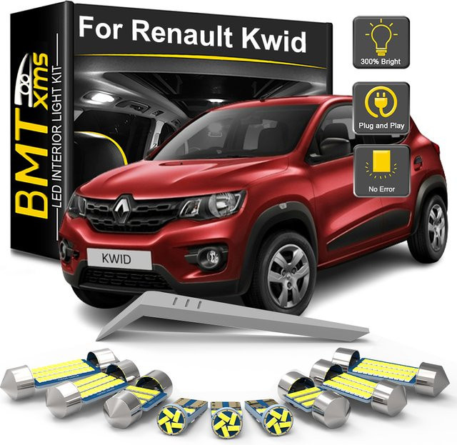BMTxms LED Innenbeleuchtungs-Kit für Renault Kwid 2019-2023, 7-teiliges Canbus Set für Innenraum, Lese- und Kennzeichenlampen, Weiß - Bild 1