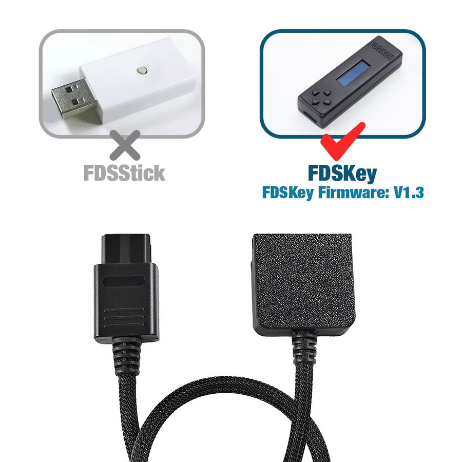TicKnot FDSKey Famicom Disk Adapter für Sharp Twin Famicom Disk System und Nintendo AV Famicom Konsole, Schwarz - Bild 2