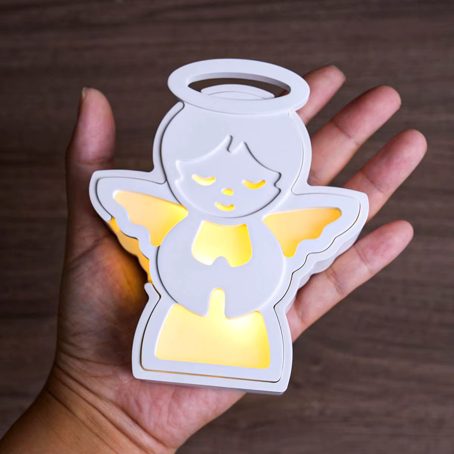 Silikonform Engel Silhouette für LED Licht Ornamente aus Gips oder Harz, UDOCOOL, Weiß - Bild 3