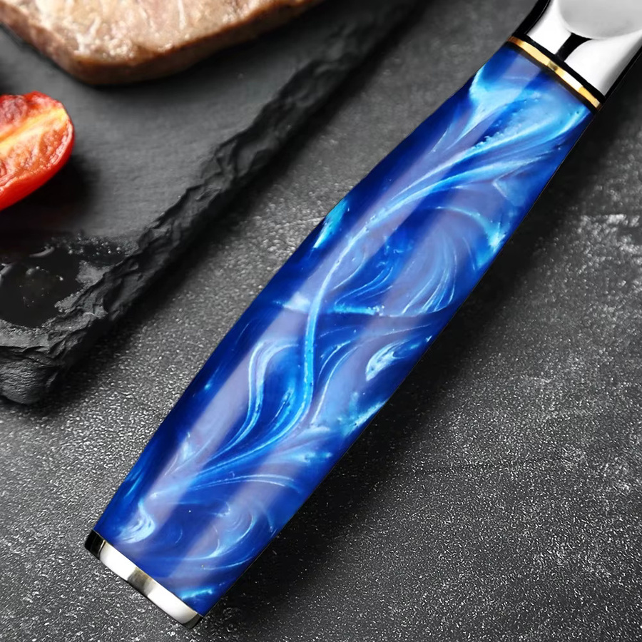 Xituo Damaststahl Allzweckmesser mit blauem Harzgriff, 3,5-Zoll Schälmesser für Obst und Fleisch - Bild 4