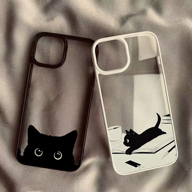 Transparente Handyhülle mit niedlicher schwarzer Katze für Samsung Galaxy S26 S25 S24 S23 S22 Ultra FE A54 A52 A35 A34 A16 A15 A14 A06 5G - Bild 1