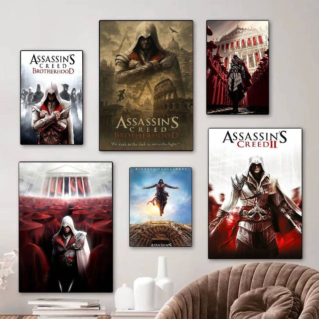 Game AssassinES S C-Creed Anime-Poster selbstklebende Wandkunst in HD-Qualität, Retro-Poster für deine Kawaii-Raumdekoration, Mehrfarbig - Bild 1