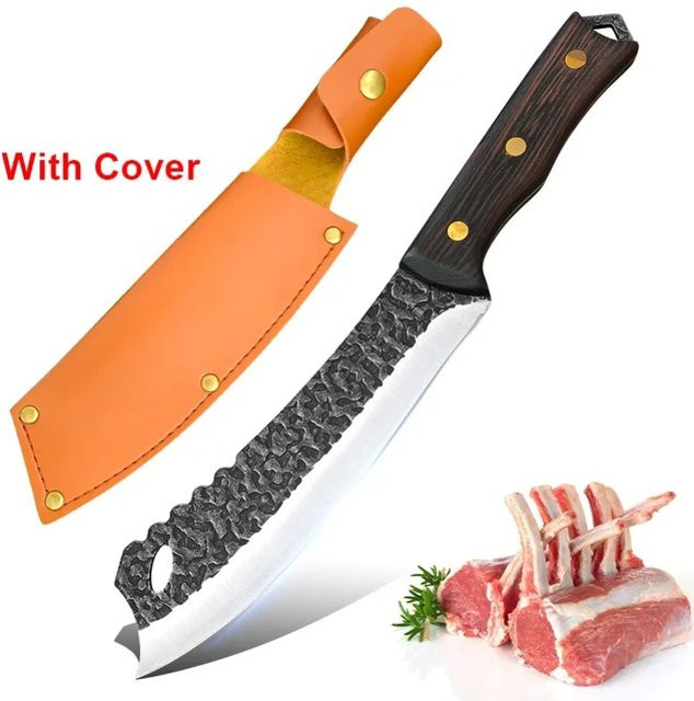 InLeung Chefmesser aus Edelstahl mit Holzgriff zum Schneiden von Fleisch, Obst und Gemüse - Bild 1