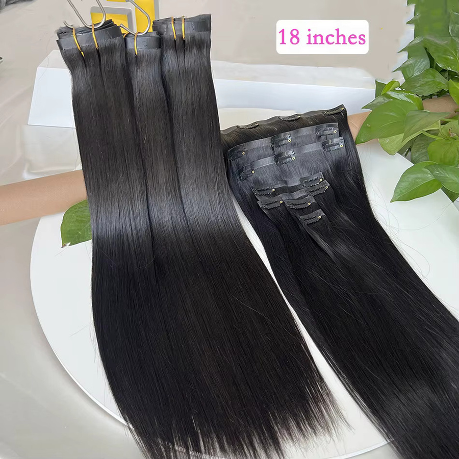 Echthaarverlängerungen mit Clips, # 1B, 7 Stück/Set, 100 g, Unisex - Bild 5