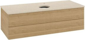 Villeroy & Boch Waschtischunterschrank Antao mit Frontstruktur und Beleuchtung in Eiche Honig, B/T/H: 120 x 50 x 50 cm - Bild 1