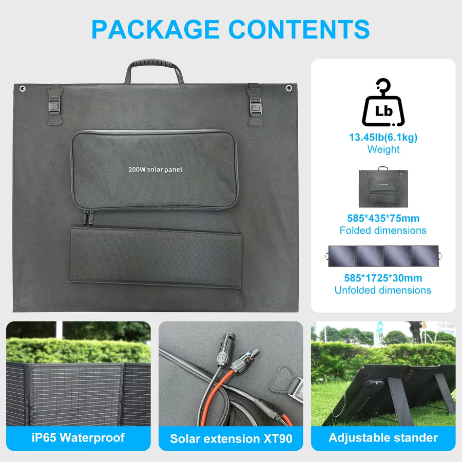 Keenergy Solarpanel-Set 200 W 18 V faltbares Solarladegerät für tragbare Camping-Kraftstationen - Bild 5