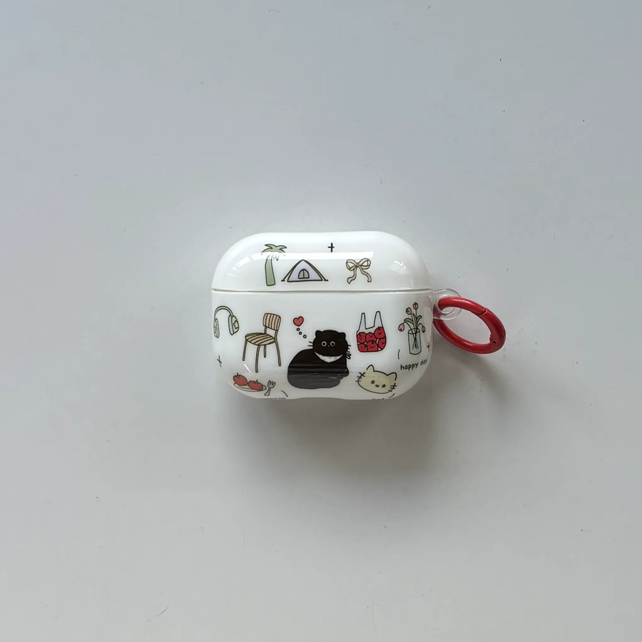 Schützende Kopfhörerhülle für Apple AirPods 1, 2, 3, 4, Pro 2 und Pro 3 mit Cartoon-Muster in Schwarz und Weiß - Bild 7