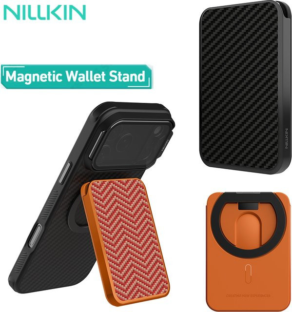 Nillkin FiberMate Magnetische Brieftasche mit Ständer und RFID-Blockierung aus Aramidfaser in Schwarz oder Blau - Bild 1