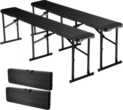 VEVOR Tragbare Mannschaftsbank aus HDPE Schwarz 2er Set mit 2 Tragetaschen Breite: 182 cm - Bild 1