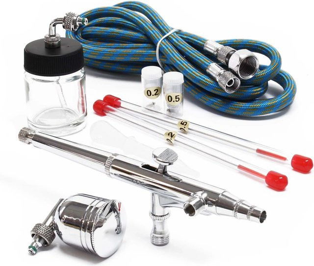 Wiltec Airbrush Pistole Typ 134K Double Action Spritzpistole in Silber mit 0,027–0,05 mm Düse - Bild 1