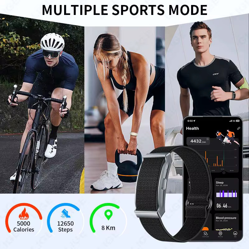 LIGE Smartwatch für Herren in Schwarz mit Herzfrequenzmessung, HRV, Schrittzähler und Anruf-Erinnerung, IP68 wasserfest, kompatibel mit Android und iOS - Bild 3
