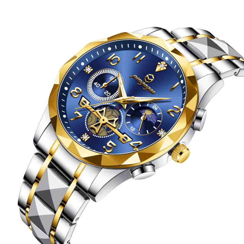 PENGAGAR Chronograph Armbanduhr Edelstahl, Quarz, Herren - Bild 2