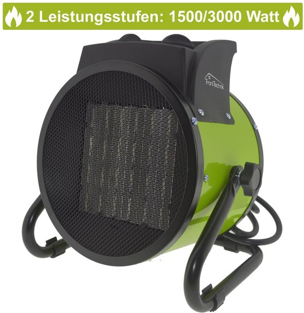 Tronitechnik KH-503 Keramikheizer Heizlüfter mit 3000 Watt, PTC Keramik, stufenlose Thermosteuerung und Tragegriff, Farbe: Grün - Bild 2