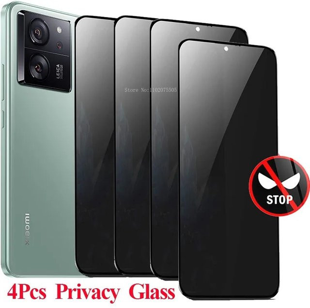 4er Pack Anti Spy Displayschutzfolie aus gehärtetem Glas für Xiaomi 13T Pro, 11T Pro und 12T Pro, transparent - Bild 1
