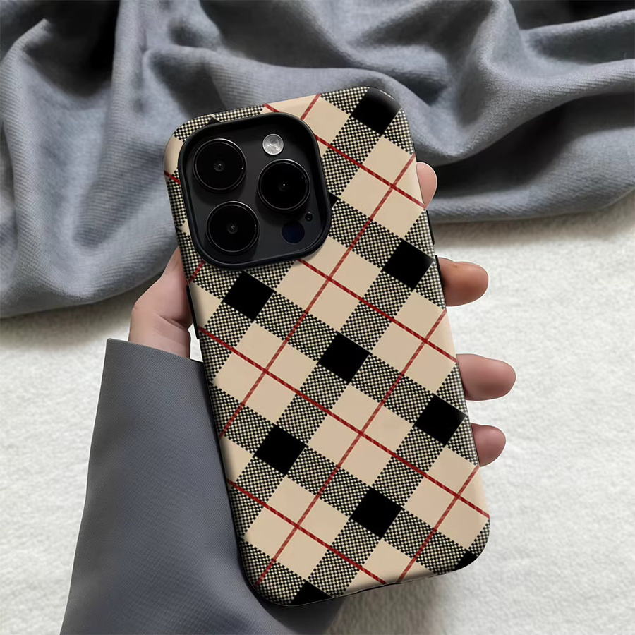Potdemiel Handyhülle Tartan Red Check für iPhone 17 16 15 14 13 Pro Max Plus mit doppelschichtiger Rückseite in Rot Multicolour - Bild 3