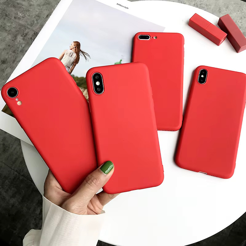 Rote Silikon Handyhülle für Apple iPhone in verschiedenen Modellen, weiche TPU-Rückseite, matt - Bild 2