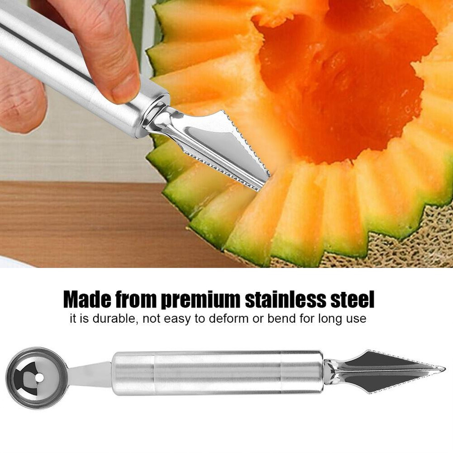 TOMTOP JMS Melonenkugelausstecher aus Edelstahl in Silber für Obst und Wassermelonen - Bild 2