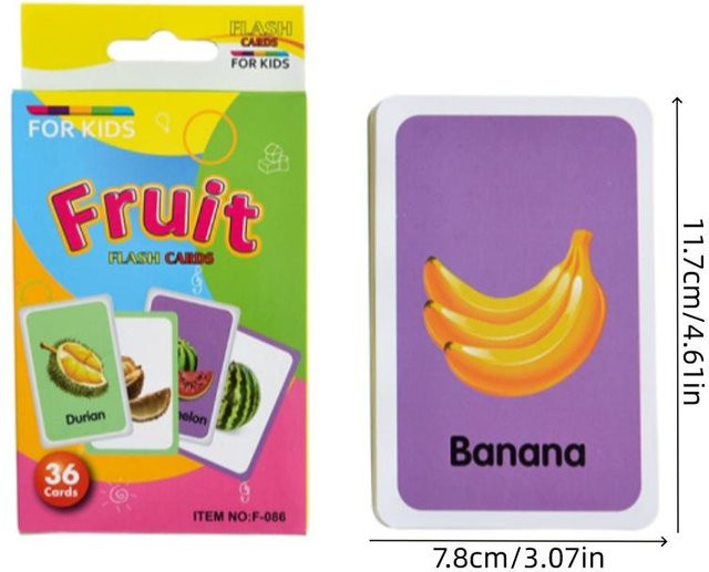 Binchi Montessori Spielzeug, 36-teiliges Set, Karte Tier Frucht Essen Farbe Form Englischer Charakter, Gedächtnistraining - Bild 1