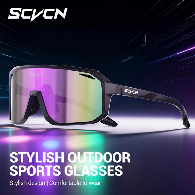 SCVCN Sportsonnenbrille, Unisex, Vollrand, Schwarz, Kunststoff - Bild 1