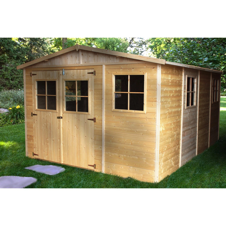 Timbela Gartenhaus aus Holz M336 in Braun mit Fenstern und Satteldach, 11,97 m² - Bild 2