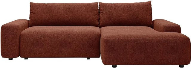 Vente-unique Schlafsofa Daviso in L-Form mit Schlaffunktion, Farbe Terracotta, Breite: 264 cm - Bild 1