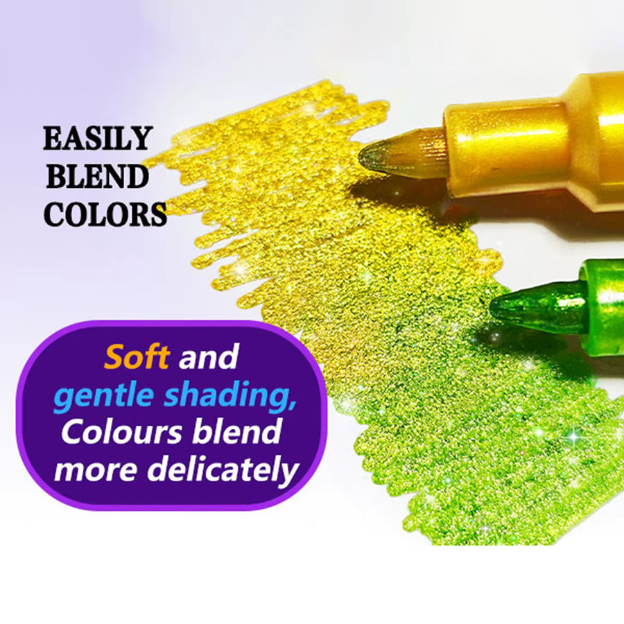 24-farbiger Glitzermarker Set mit 1,0-mm-Spitze in Multicolour für Buchskizzen und Zeichnungen - Bild 3
