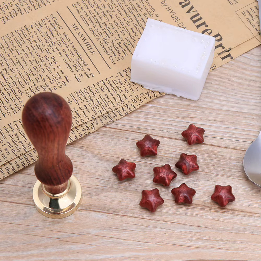Shunmaii Retro Wachssiegelstempel aus vergoldetem Messing und Holz für DIY Umschläge und Post-Dekoration in Gold - Bild 2