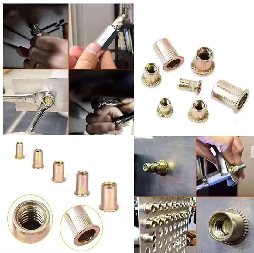 YISEONG Nietmuttern Set aus verzinktem Kohlenstoffstahl mit 220 Stück Flachkopf Gewindeeinsatz für Nietmutterpistole in den Größen M3 M4 M5 M6 M8 M10 M12 - Bild 3