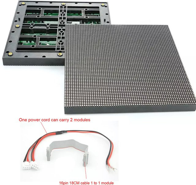 TLXT P3 P6 Outdoor Matrix LED Vollfarbmodul RGB Panel mit HUB75 Anschluss, Farbe: Schwarz, B/H: 192 x 192 mm, 64 x 64 Pixel, SMD1415 - Bild 1
