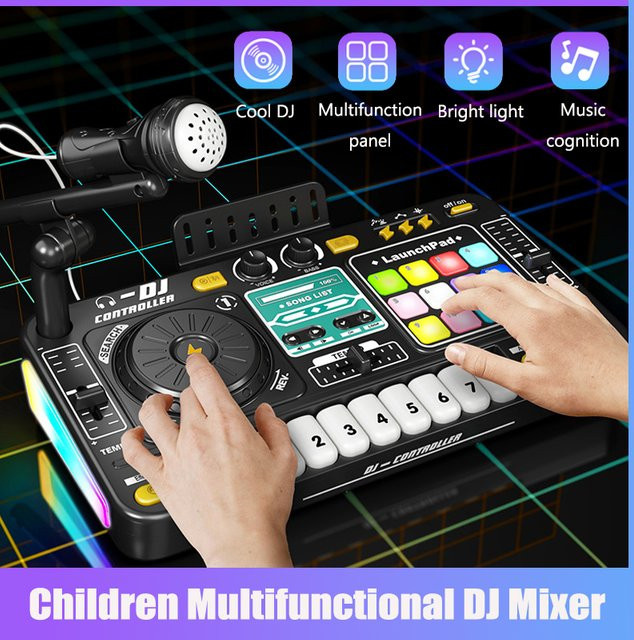Luxuglow Multifunktionaler DJ-Plattenspieler mit Mikrofon und Bluetooth in Schwarz - Bild 1