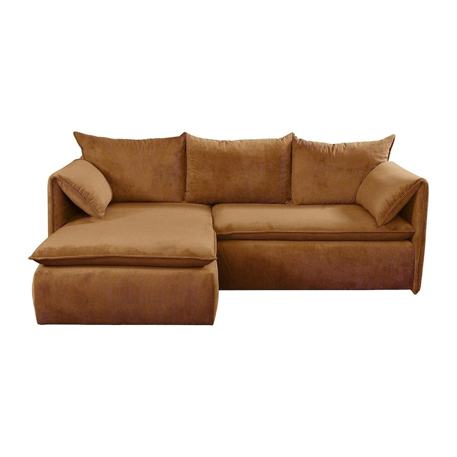 Vente-unique Schlafsofa Teodora in Terracotta mit Cord-Bezug und L-Form, Breite: 230 cm - Bild 2