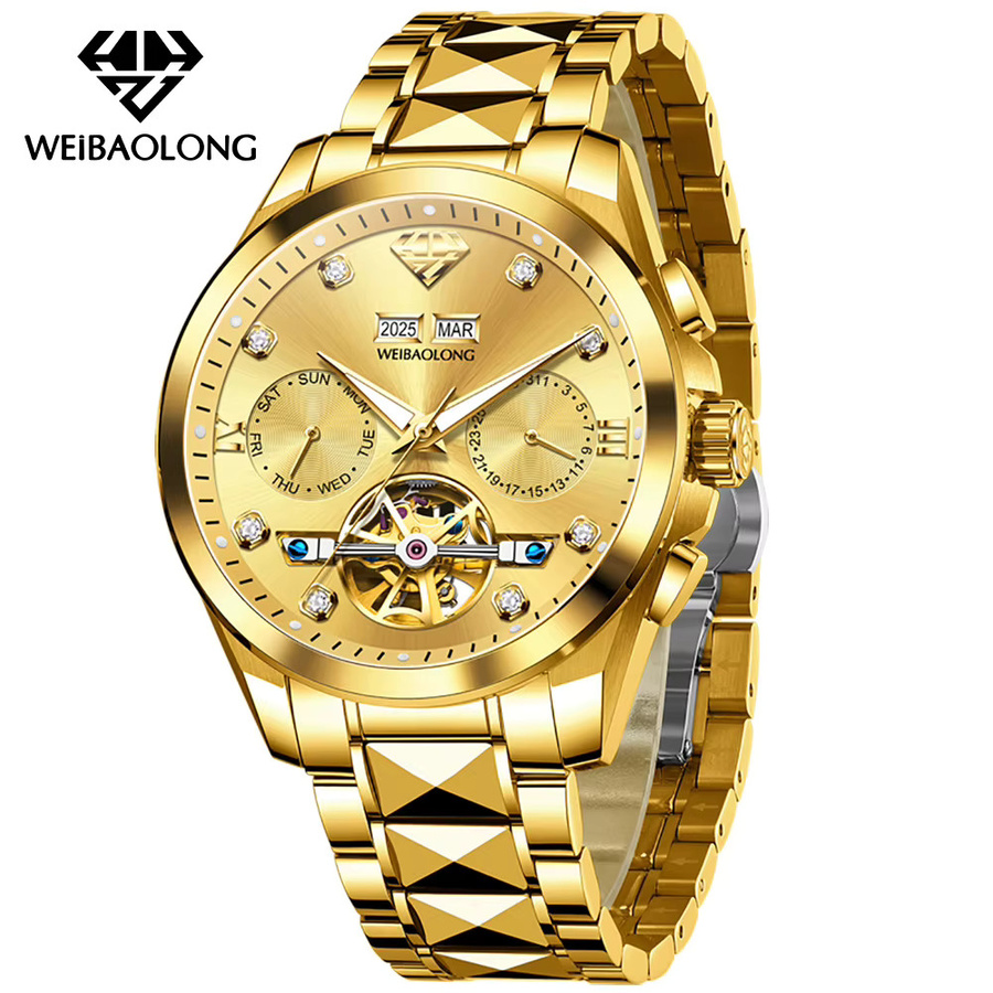 WEiBAOLONG Armbanduhr Automatik, Wolframstahl, Diamant, Herren - Bild 2