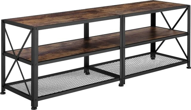 Tectake TV-Regal Chicago im Industrial Style aus Holz und Metall, Braun/Schwarz, B/T/H: 141 x 41,5 x 50,5 cm - Bild 1