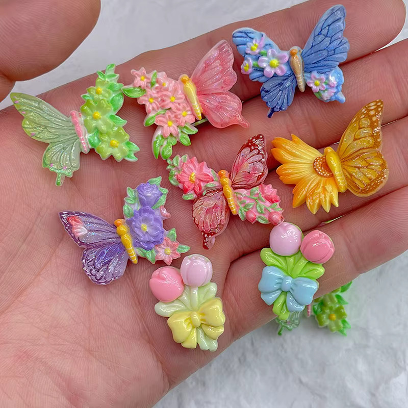 12 Stück bunte Schmetterlings-Blumen-Kühlschrankmagnete aus Kunstharz für Schule, Büro und Zuhause - Bild 2