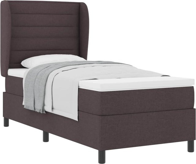 vidaXL Boxspringbett mit Matratze Dunkelbraun Stoff B/T/H: 100 x 200 cm - Bild 1