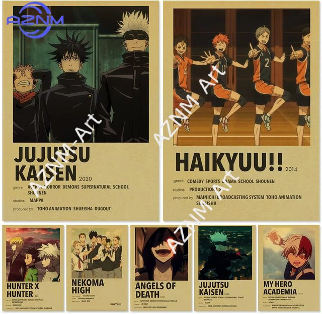 KAYOU Vintage Anime Poster Wanddekoration mit abstrakten Illustrationen in Mehrfarbig - Bild 1