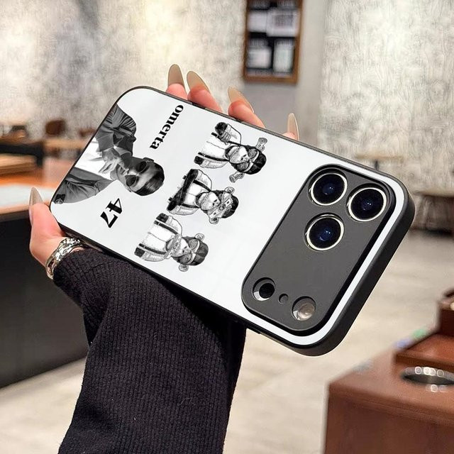 Omerta Maes Handyhülle mit Glasabdeckung für iPhone 17 16 15 14 13 12 11 Pro Max Mini Plus X XR XS SE in Schwarz oder Weiß - Bild 1
