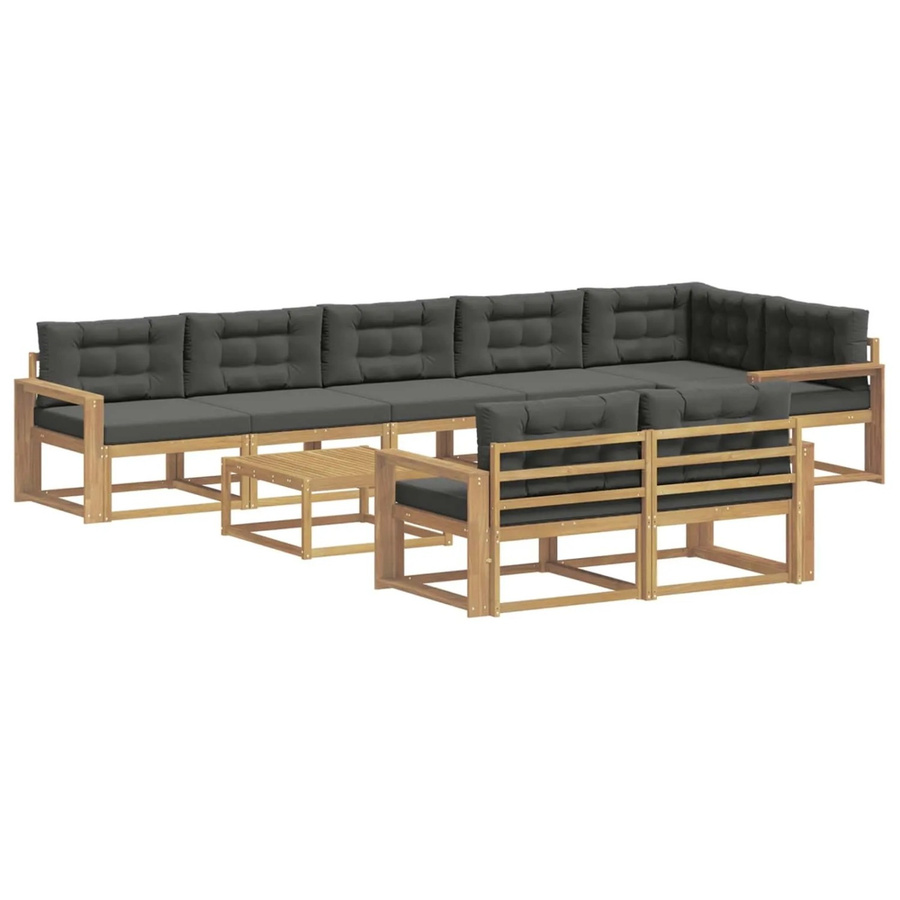 vidaXL Outdoor-Sofagarnitur aus Akazienholz in Anthrazit-Weiß, 9-teiliges L-Shape Set mit Polstern, B/T/H: 79 x 79 x 37 cm - Bild 2