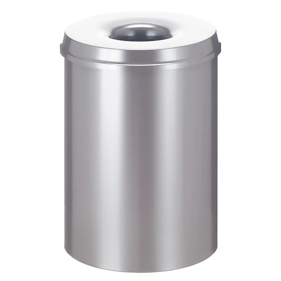PROREGAL Selbstlöschender Papierkorb und Abfallsammler aus Metall, Silber, H: 47 cm, Ø: 33,5 cm, 30 Liter - Bild 2