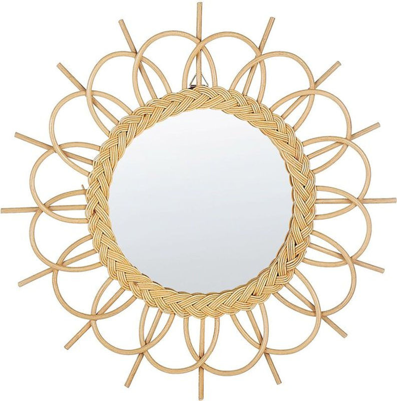Runder Wandspiegel Telakia von BELIANI in Rattan-Optik, Farbe: Braun/Beige, Durchmesser: 60 cm - Bild 1