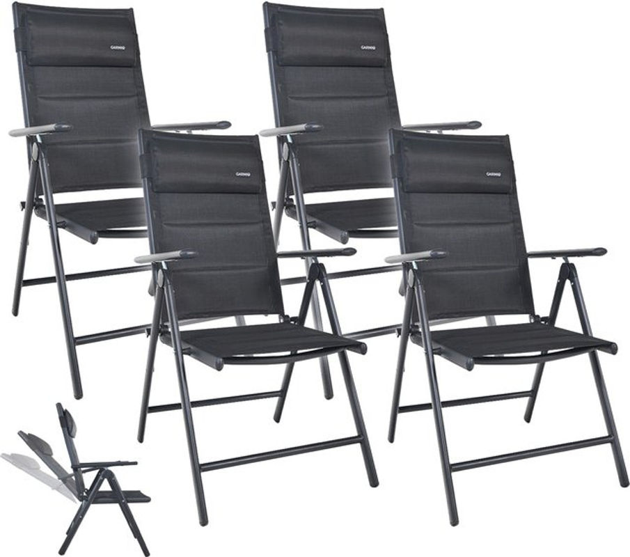 GARMIO Gartenstuhl FLORENZ 4er Set, klappbare Balkonstühle in Schwarz mit Nackenkissen, 7-fach verstellbar für Terrasse und Garten - Bild 2
