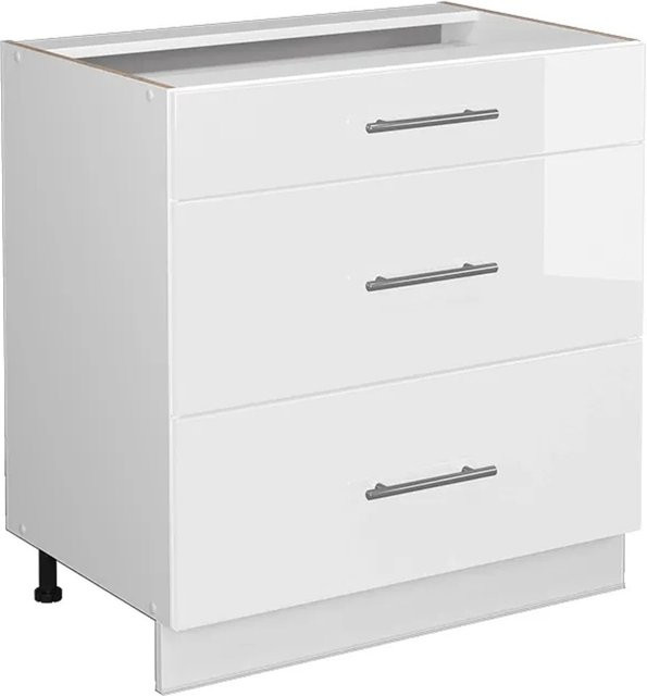 Vicco Badschrank Fame-Line Weiß Hochglanz mit 3 Schubladen und Soft-Close-Türen, B/H: 80 x 82 cm - Bild 1