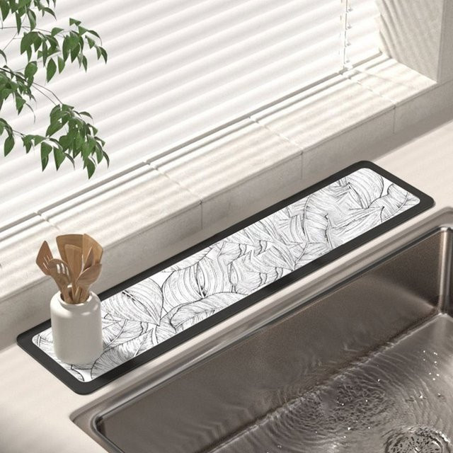 VIKAMA Feng-Shui-Armaturmatte im Landhausstil, rutschfeste und spritzwassergeschützte Wasserschutzunterlage für den Tisch - Bild 1
