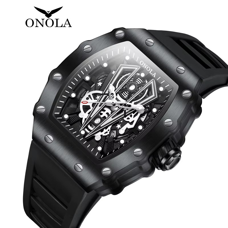 ONOLA Armbanduhr Quarz, Edelstahl, Kunststoff, Schwarz, Herren - Bild 2