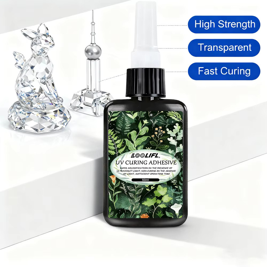 LOOLIFL UV-härtender Klebstoff transparent, wasserfester Reparaturkleber für Glas, Metall und Schmuck, 50 ml - Bild 3
